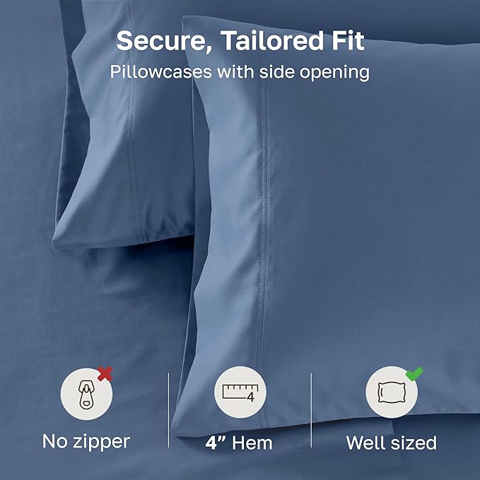 CALIFORNIA DESIGN DEN Luxuriously Soft Hotel Quality 600 Thread Count, 100% Cotton Set of 2 Cases, Crisp & Cool Pillow Cases Standard Size, Fits Standard & Queen Pillows (Dark Blue)