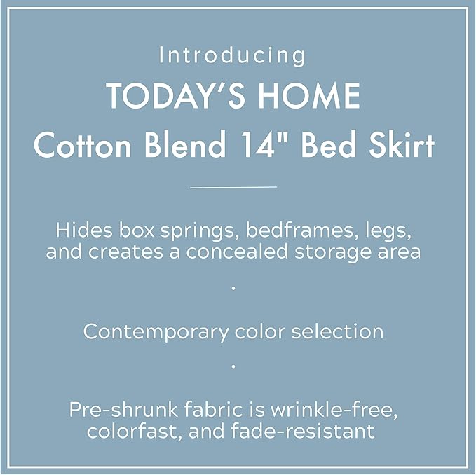 Today’s Home Classic Tailored Bed Skirt Dust Ruffle, Cotton Blend Design, 14" Drop Length, California King, Buttercream