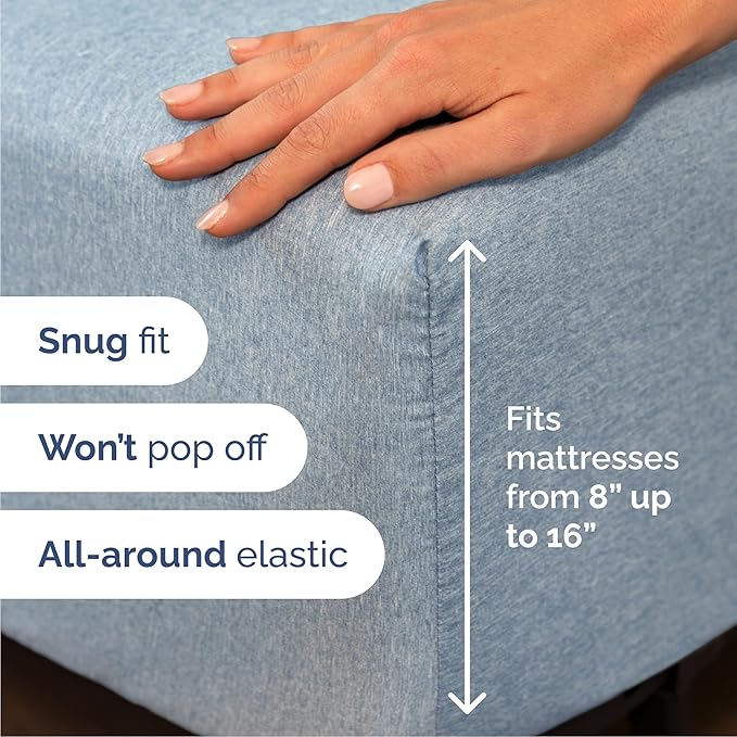 Queen 6 Piece Sheet Set - Comfy, Breathable & Cooling - Soft Hotel Luxury Bedding for Women, Men, Kids, Teens and Children - 1 Flat & 1 Fitted Sheet & 4 Pillowcases with Deep Pockets - Heathered Blue