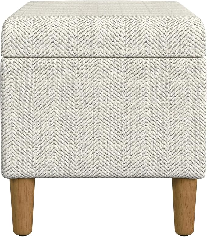 HomePop Malmo Decorative Storage Bench -Cream Chevron Woven
