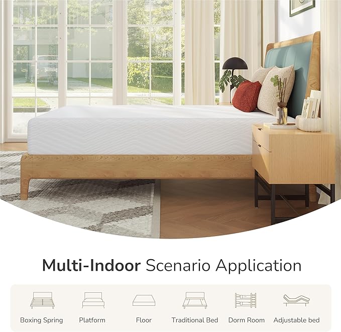 MLILY Queen Mattress in a Box, 8 inch Mattresses for Platform Bed Double Size Daybed, Green Tea Memory Foam Medium Firm