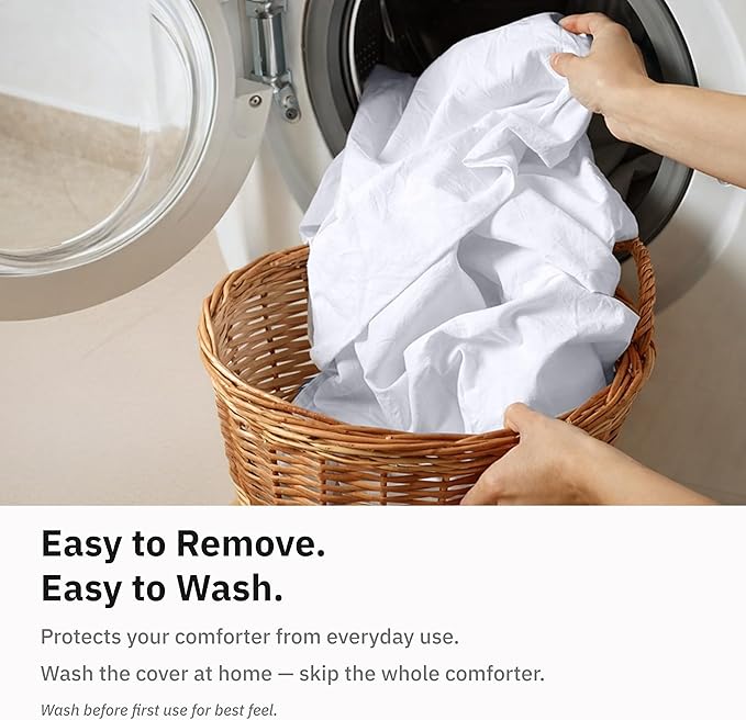 California Design Den 100% Cotton Duvet Cover Queen/Full Only - Winner Good Housekeeping Best Bedding Awards 2025, Premium 400 Thread Count Sateen, Button Closure & Corner Ties - Indigo Dusty Blue
