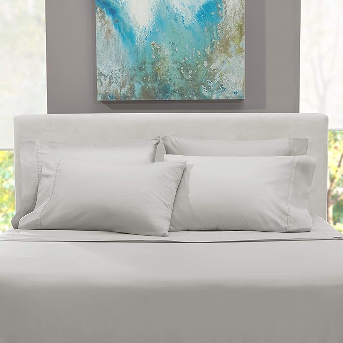 Hearth & Harbor Extra Deep Pocket Sheets - Fits Mattress 18-24 Inches Deep - Extra Deep Pocket Twin Sheets Sets - 4 Piece Twin Size - Silver