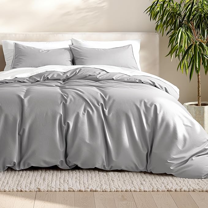 Bare Home Bedding Duvet Cover Oversized King Size - Premium 1800 Super Soft Collection - Lightweight, Duvet Cover - Soft Textured Bedding (Oversized King, Light Grey)