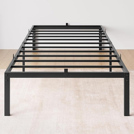 IDEALHOUSE 14 Inch Twin Bed Frames with Under Bed Storage, Heavy Duty Mattress Foundation, Easy Assembly, No Box Spring Needed,75.2" Dx39 Wx14 H Platform Bed for Bedroom, Apartment, Black, Metal