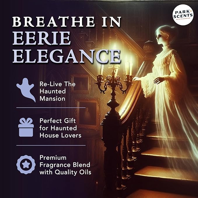 Park Scents Mansion Fragrance Oil – Theme Park Scented Essential Oils for Diffusers with Peony, Violet, Plum, Leather, Aged Wood, Amber, Musk, Vanilla – Made in USA, Home Aromatherapy Gifts (10ml)