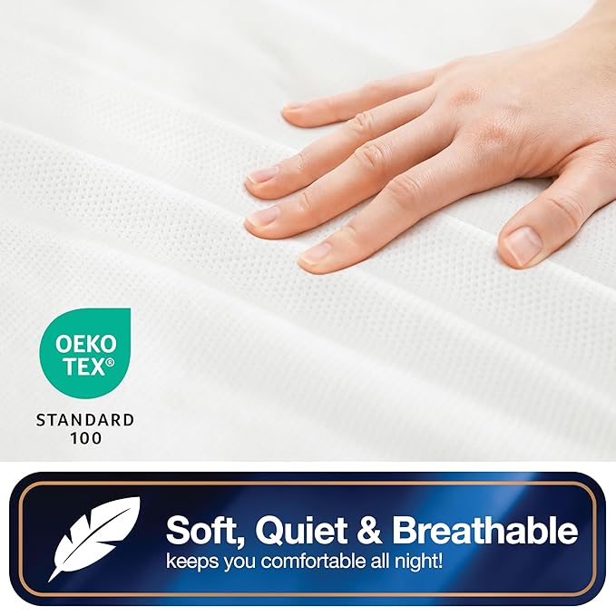 All-in-One Mattress Protector, Zippered Encasement, Water & Stain Resistant, Triple Seal Protection, Full, White