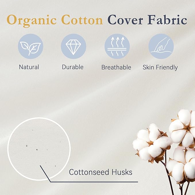 puredown® Goose Feather Down Pillows, 100% Organic Cotton Cover, Luxury Hotel Collection Bed Pillows for Sleeping Set of 2, King Size