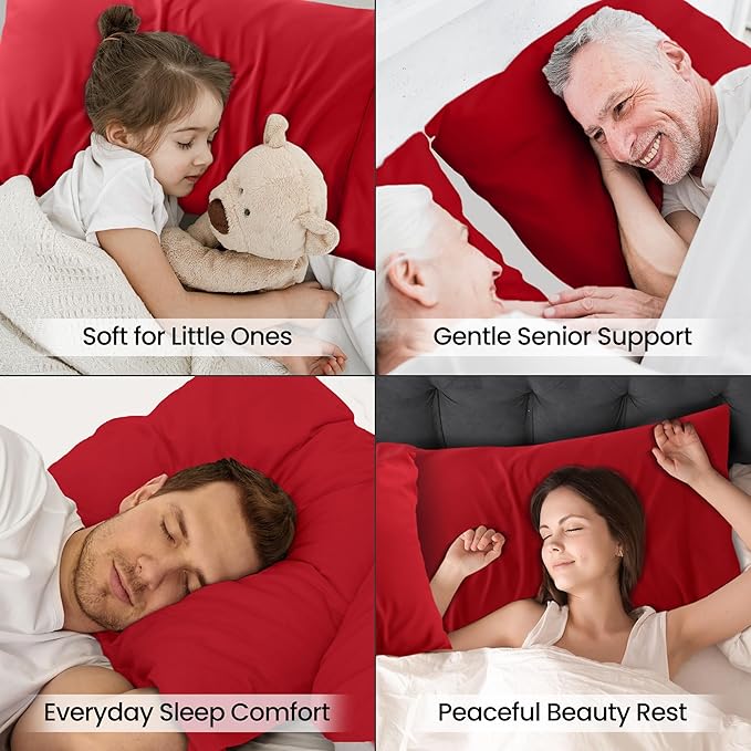 Utopia Bedding Standard Pillow Cases - 2 Pack - Envelope Closure - Soft Brushed Microfiber Fabric - Shrinkage and Fade Resistant Pillow Covers Standard Size 20 X 26 Inches (Standard, Red)