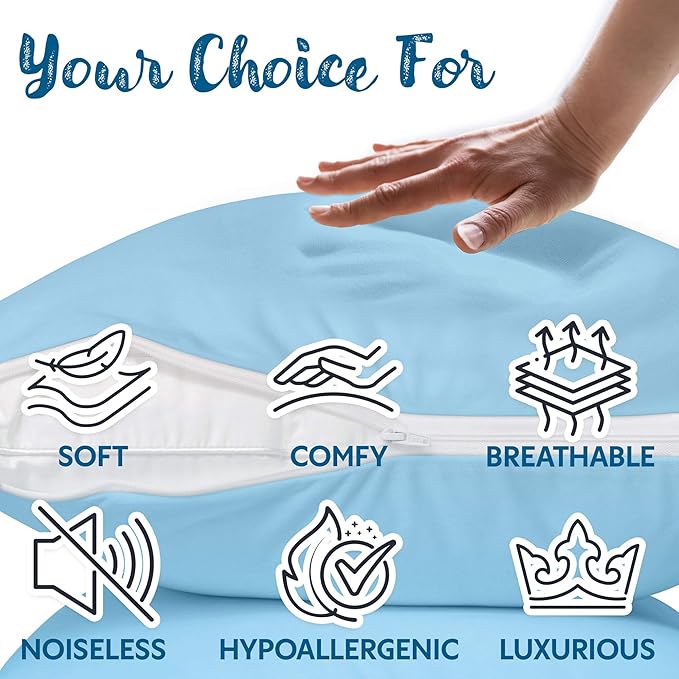 Guardmax Jersey Knitted Pillow Protector with Zipper Body Size - 100% Waterproof, Bed Bug Proof, Dust Mite Proof, & Hypoallergenic Pillow Covers - Premium Zippered Pillow Cases. (20 X 55)