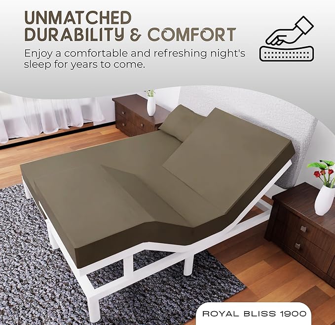 Split Queen Sheets - 5 Pcs Set for Adjustable Bed - Soft, Wrinkle-Resistant (Taupe)