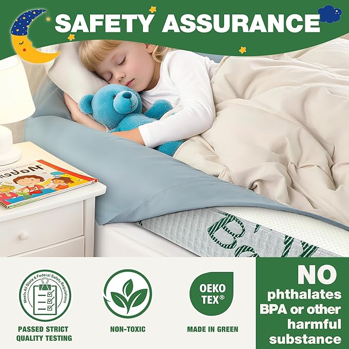 Baby Bed Bumpers for Toddlers with Washable Cover, Foam Bed Guard Rail for Kids Bed Twin Full Queen King Size Bed, 1 Pack