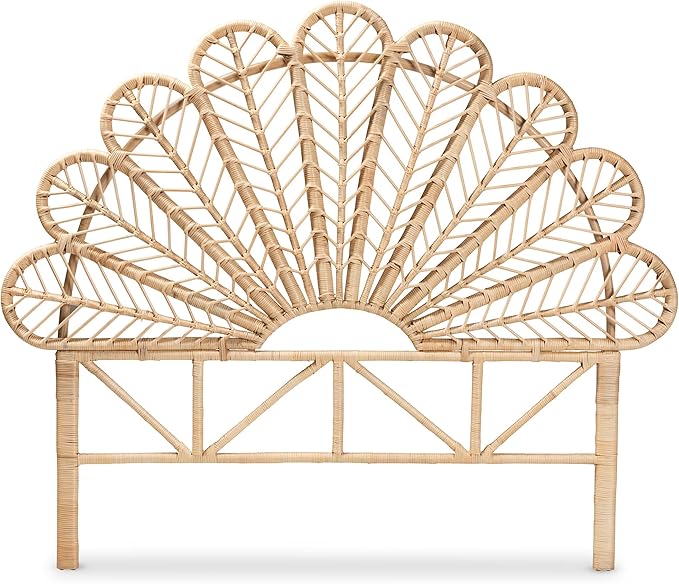 Bali & pari Variel Modern Bohemian Natural Rattan Queen Size Standalone Headboard