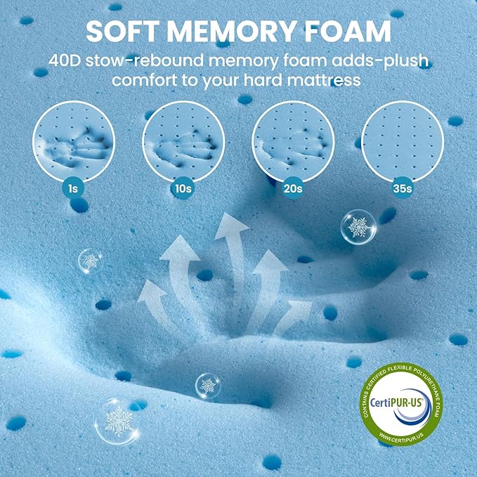 BedStory Cooling Mattress Topper King Size, 3 Inch Gel Infused Memory Foam Topper with Cool-to-Touch Removable Cover, Pressure Relief & Deep Refresh Sleep, CertiPUR-US Certified