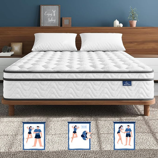 Vesgantti Full Mattress 10 Inch, Fiberglass-Free | Cool Sleep Hybrid Double Mattress in a Box - Memory Foam & Pocket Springs, Ergonomic Design, Pressure Relief, Medium Firm Feel, 54"×75"×10"