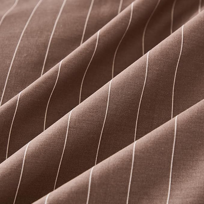 Merryword Striped Body Pillow Cover 20x54inches, 100% Cotton Long Pillowcase, Brown Striped Pillowcase, Soft Breathable Pinstripe Pillowcase, 1-Piece