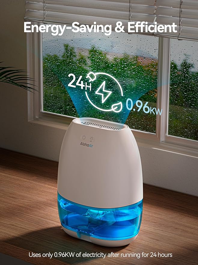 AlohaAir Dehumidifiers for Home, 34 oz Small Dehumidifier for Room, Quiet Dehumidifiers for Bathroom, Bedroom, RV, Closet with Auto Shut Off, 7 Colors Night Light