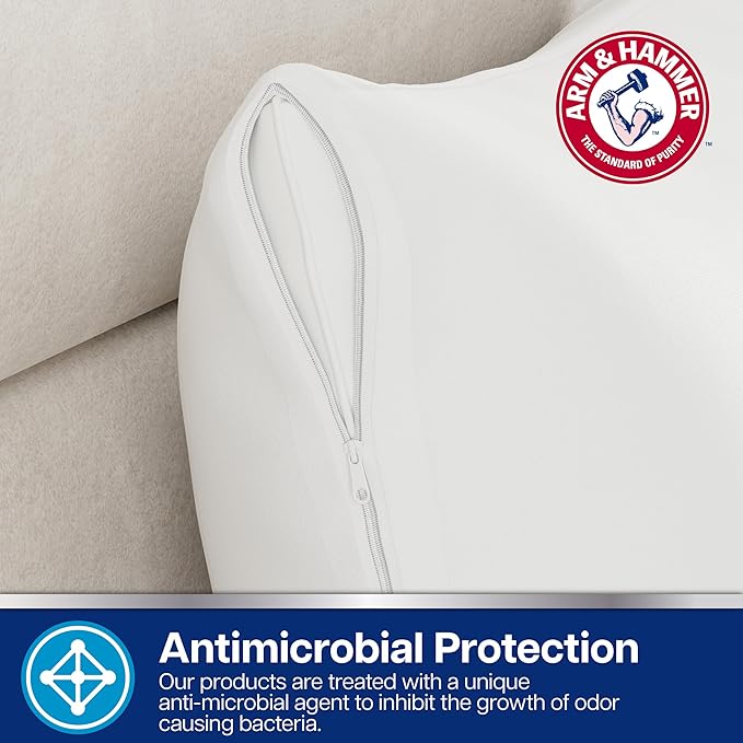 Arm & Hammer Cooling Comfort Zippered Pillow Protector, 2-Pack, Standard/Queen