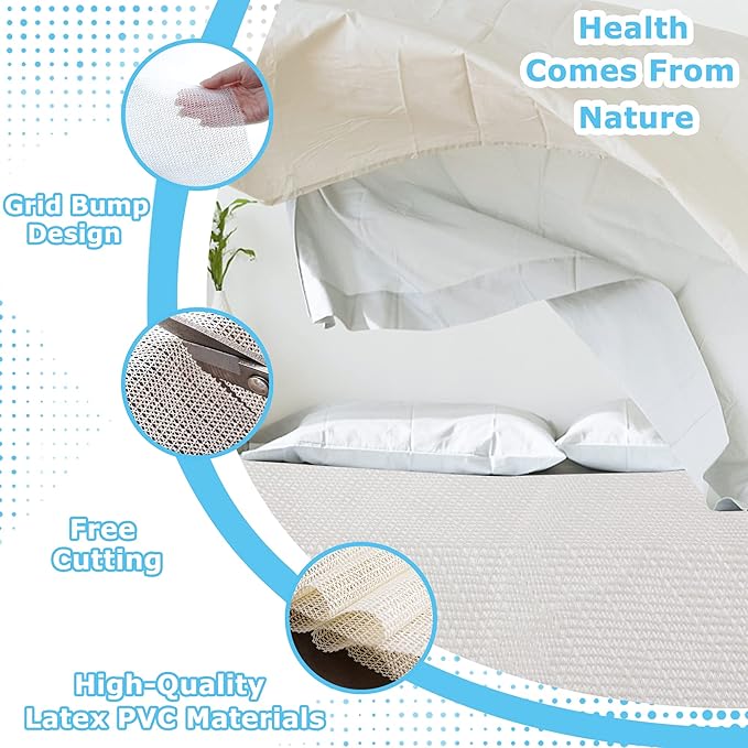 Mattress Slide Stopper Non Slip Rug Pads 5.9 x 6.5 Ft Non Slip Furniture Pads Resistant Trimmable Mat Topper for Rug,Sofa,Bed,Chair Cushion King Size