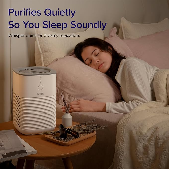 LEVOIT Air Purifiers for Bedroom Home Dorm, AHAM VERIFIDE, Freshens Small Room with Aroma Pad, For Smoke, Pollen, Pet Dander, Odor, Dust, Office, Desktop, 1 Pack, White