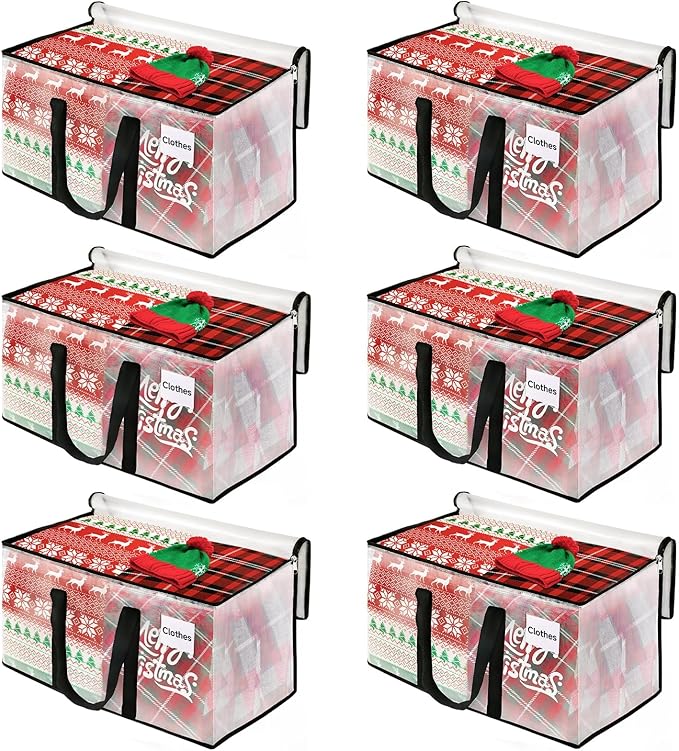 BlissTotes Moving Bags, 125L 6-Pack Storage Bags, Moving Box Heavy Duty Extra Large, Moving Totes with Zipper, Large Packing Bag with Reinforced Handles, Boxes for Packaging Moving