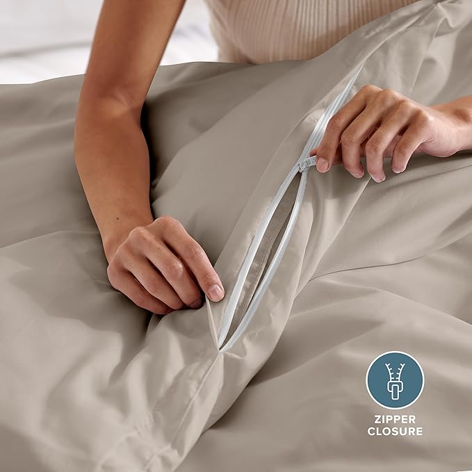 Bare Home Bedding Duvet Cover Extra Long Size - Premium 1800 Super Soft Collection - Lightweight, Cooling - Soft Breathable Bedding Duvet Cover (Twin/Twin XL, Khaki)