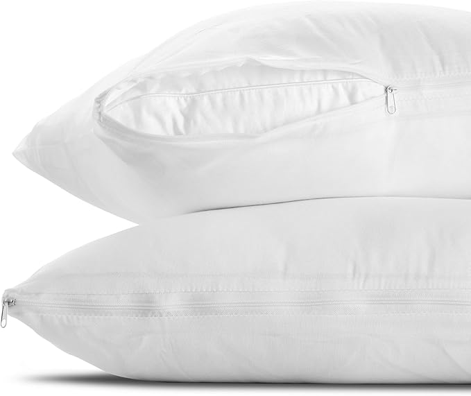 The Grand Pillow Covers King Size - Poly-Cotton Pillow Protector with Zipper - Moisture Wicking, Advanced Allergy Protection Pillow Protector - Protects Pillow from Dust, Dirt, and Debris (4 Pack)