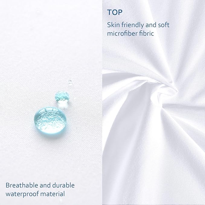 Moonsea Waterproof Mattress Protector Full Size,Mattress Cover Protector, Smooth Top Mattress Protector for Kids, Breathable Skin Friendly and Noiseless Fitted Sheet,Full Size,Polyester