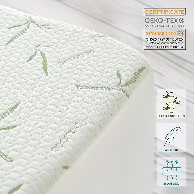 Hannah Linen Queen Mattress Protector, Cooling Rayon dervied from Bamboo Viscose, 100% Waterproof - Fitted Sheet Style, Deep Pocket