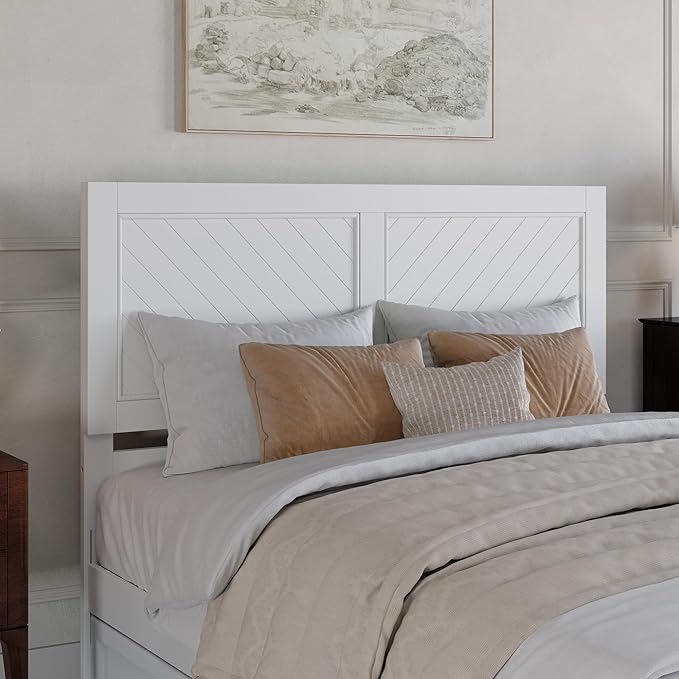 AFI, Canyon Queen Solid Wood Rustic Farmhouse Headboard, White
