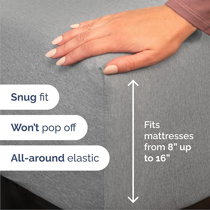 Cal King Size 4 Piece Sheet Set - Comfy Breathable & Cooling Sheets - Hotel Luxury Bed Sheets for Women & Men - Deep Pockets, Easy-Fit, Soft & Wrinkle Free Sheets - Heathered Grey Oeko-Tex Bed Sheets