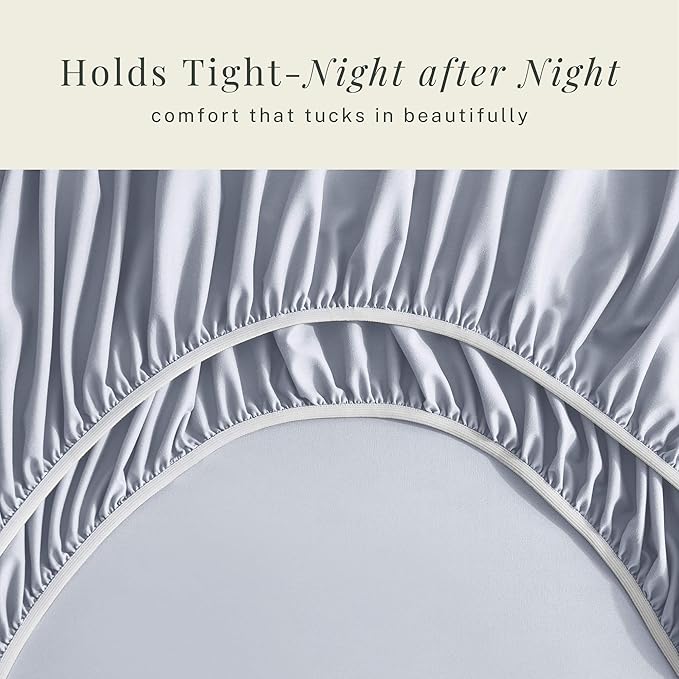 Hearth & Harbor Extra Deep Pocket Sheets - Fits Mattress 18-24 Inches Deep - Extra Deep Pocket Twin XL Sheets Sets - 4 Piece Twin XL Size - Ice Blue