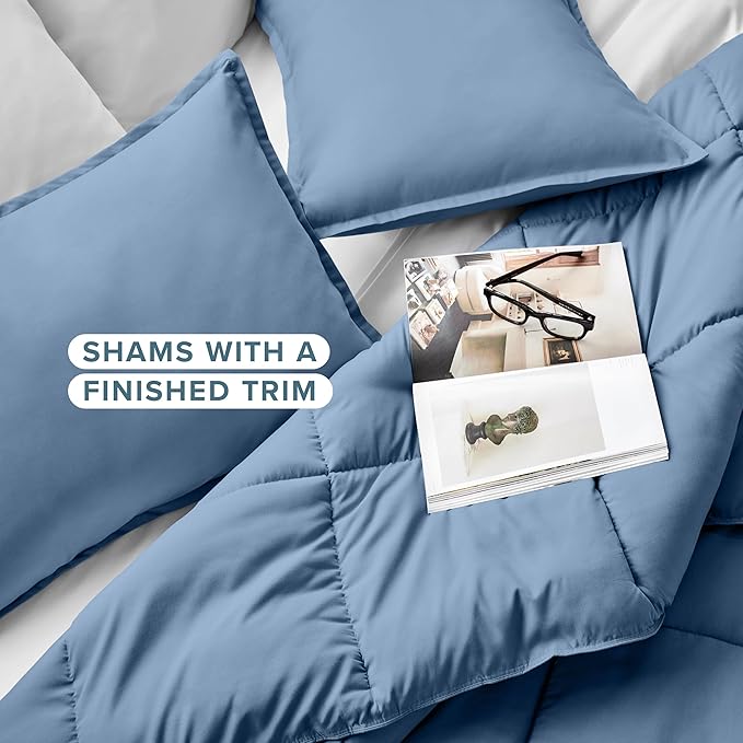 Bare Home Comforter Set - Oversized King Size - Ultra-Soft - Goose Down Alternative - Premium 1800 Series - All Season Warmth (Oversized King, Coronet Blue)