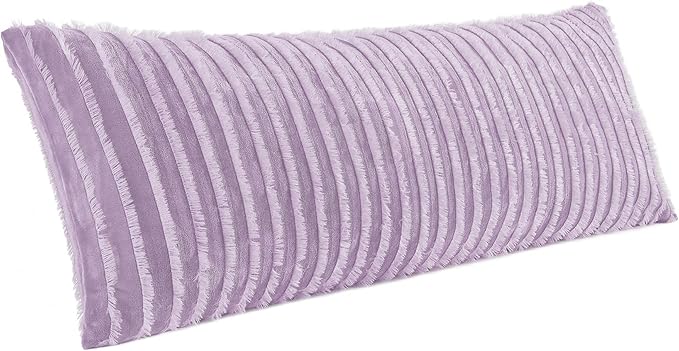 BEDELITE Body Pillow Cover with Zipper Closure, Decorative Boho Fleece Pillowcase 20 x 54 Inches, Luxury Fluffy Plush Long Body Pillow Pillowcase for All Seasons(Lavender-Boho)