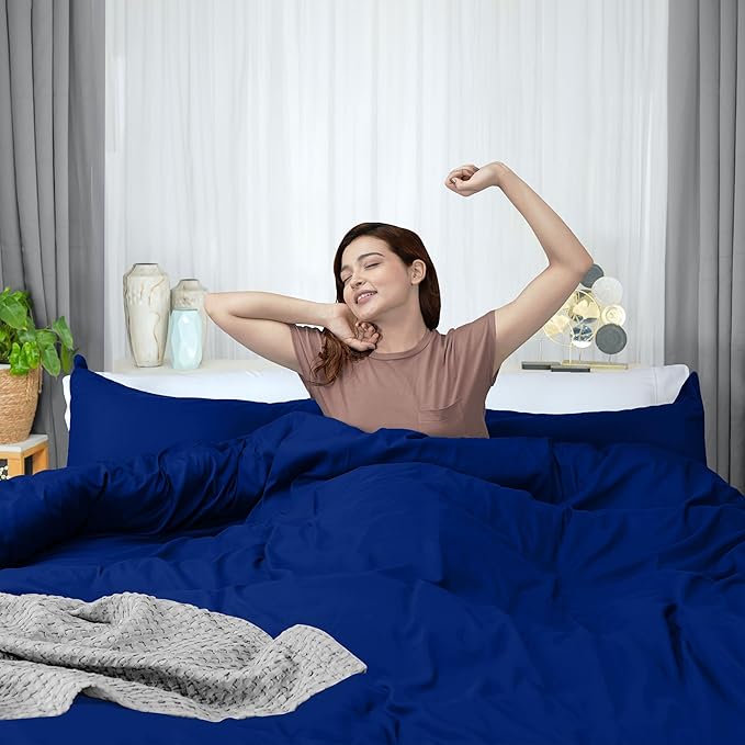 Utopia Bedding Duvet Cover King Size - 3 Piece with Zipper Closure - 1 Comforter Cover 104X90 Inches & 2 Pillow Shams 20X36 Inches (Royal Blue) Comforter Not Included