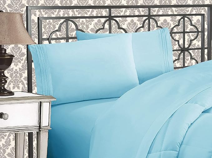 Elegant Comfort 1500 Thread Count Wrinkle & Fade Resistant Egyptian Quality Ultra Soft Luxurious 2-Piece Pillowcases, Standard Size, Aqua