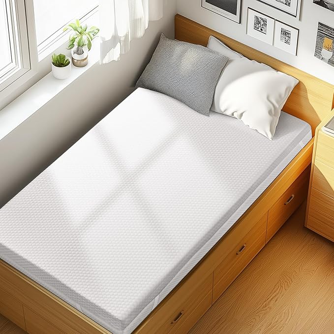 PERLECARE 2 Inch Gel Memory Foam Mattress Topper for Pressure Relief, Premium Soft Mattress Topper for Cooling Sleep, Non-Slip Design with Removable & Washable Cover, Twin