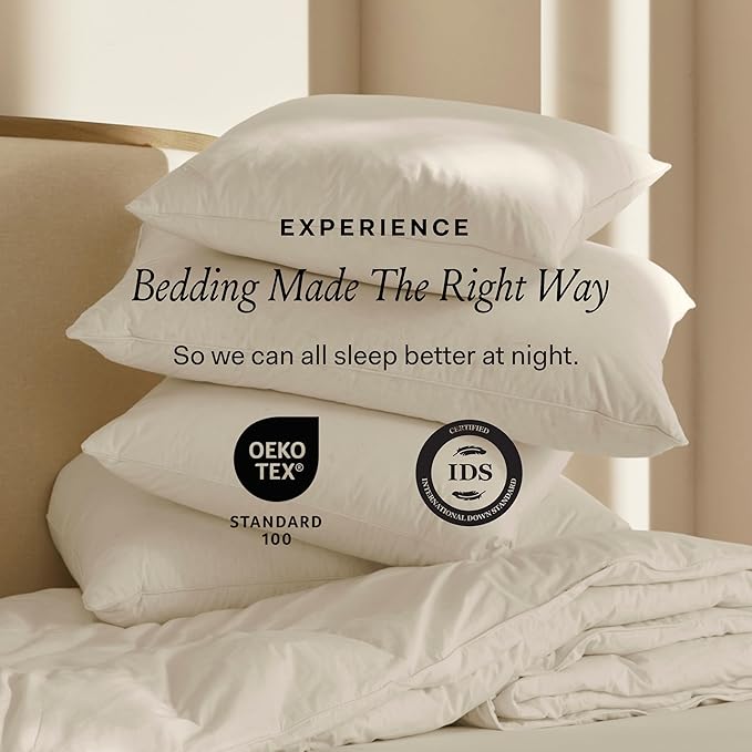 BOLL & BRANCH Down Chamber Pillow - Soft, Standard - Naturally Cooling Shell - Premium Comfort, Superior Support - Cruelty-Free IDS Certified Down