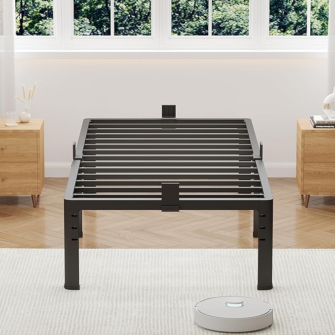 NKZ 12 Inch Twin Bed Frame, Sturdy Metal Platform with Round Corner Legs, 3,500 lbs Heavy Duty Steel Slat Support, Easy Assembly, Noise Free, No Box Spring Needed
