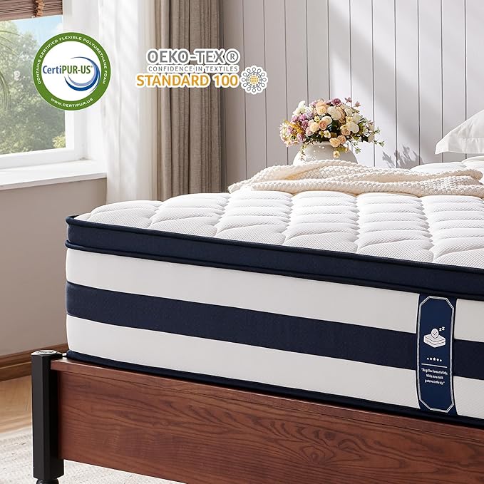 Twin Size Mattress, 14 Inch Gel Memory Foam Sprung Hybrid Mattress, Cooling and Pressure Relief for Breathable Sleep, Certipur-Us Certified, 120-Night Home Trial, Apex Collection