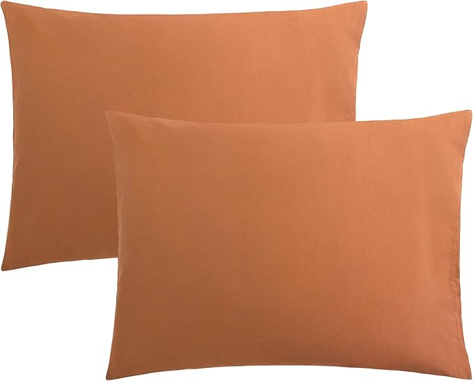 FLXXIE Pillow Cases Standard Size, Soft Microfiber Pillow Covers with Envelope Closure, Wrinkle, Stain Resistant Pillowcases, 2 Piece Set, 20x26, Tan