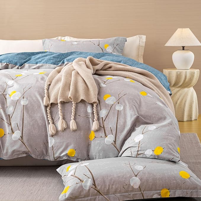 OAITE Duvet Cover Set,100% Cotton Comforter Cover with Floral Pattern Duvet Cover Set,Soft Bedding Set Includes with 3 Piece (2 Pillow Shams,1 Duvet Cover)