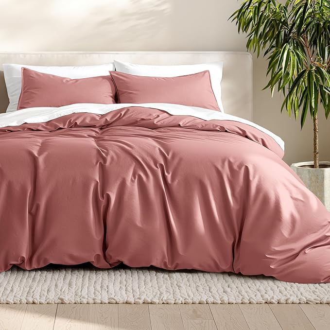 Bare Home Bedding Duvet Cover Queen Size - Premium 1800 Super Soft Collection - Lightweight, Cooling - Soft Breathable Bedding Duvet Cover (Queen, Dusty Rose)