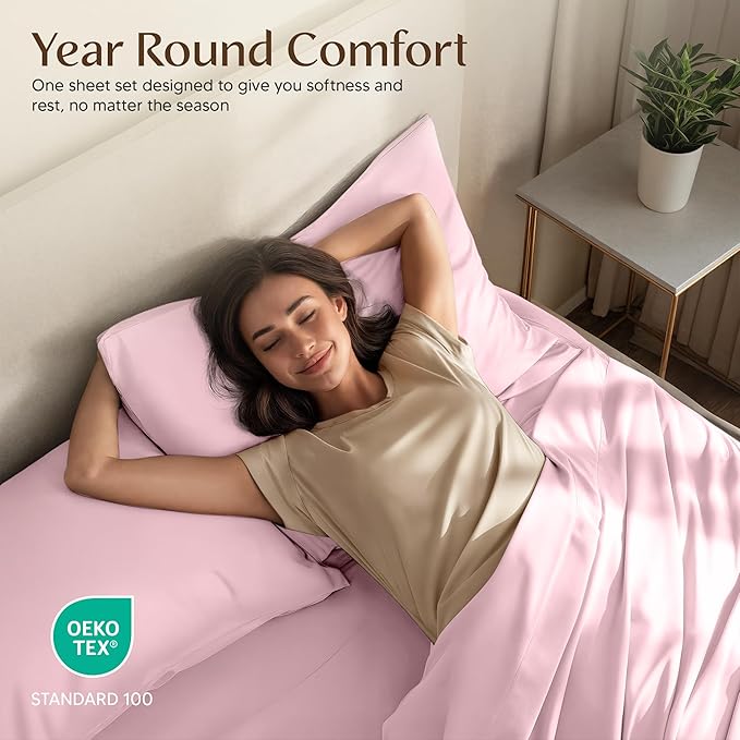 Utopia Bedding California King Size Sheet Set – 4 Piece Bed Sheets, Soft and Breathable Microfiber, Includes 1 Fitted Sheet, 1 Flat Sheet and 2 Pillowcases – Oeko Tex (Crystal Pink)