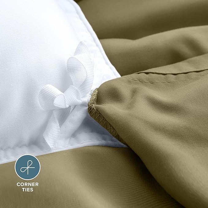 Bare Home Bedding Duvet Cover California King Size - Premium 1800 Super Soft Collection - Lightweight, Cooling - Soft Breathable Bedding Duvet Cover (Cal King, Olive)