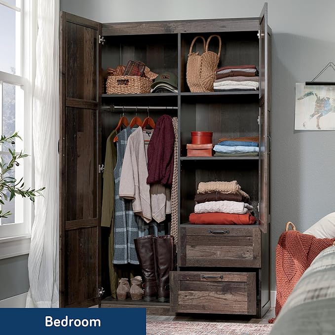 Sauder Miscellaneous Storage Wardrobe/Storage Cabinet/Pantry Cabinet, Reclaimed Pine Finish