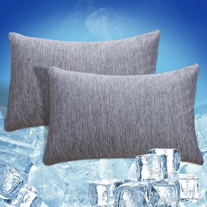 CHOSHOME Cooling Pillow Cases Zipper Pillow Covers Q-Max > 0.45 Zippered Pillowcases for Hot Sleepers, Soft, Breathable, Skin-Friendly, 2 Pack (Standard, 20" x 26", Grey)