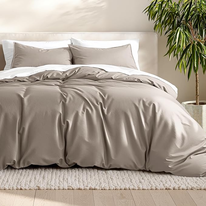 Bare Home Bedding Duvet Cover California King Size - Premium 1800 Super Soft Collection - Lightweight, Cooling - Soft Breathable Bedding Duvet Cover (Cal King, Khaki)