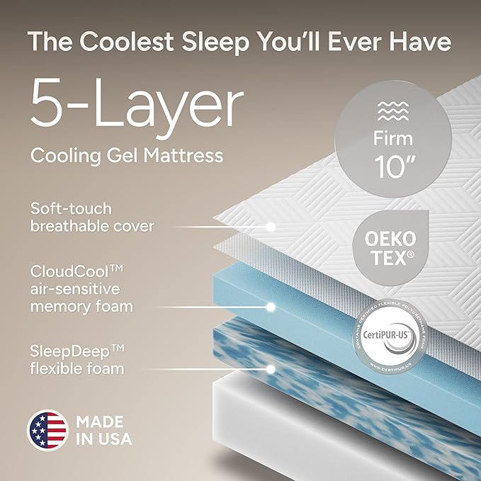 SFE Split King Adjustable Bed Frame with Mattress – 10" Gel Memory Foam - Zero Clearance, Electric Massage, Wireless Remote for Head & Foot Lift, Zero Gravity - Underbed Lights & 4 USB Ports