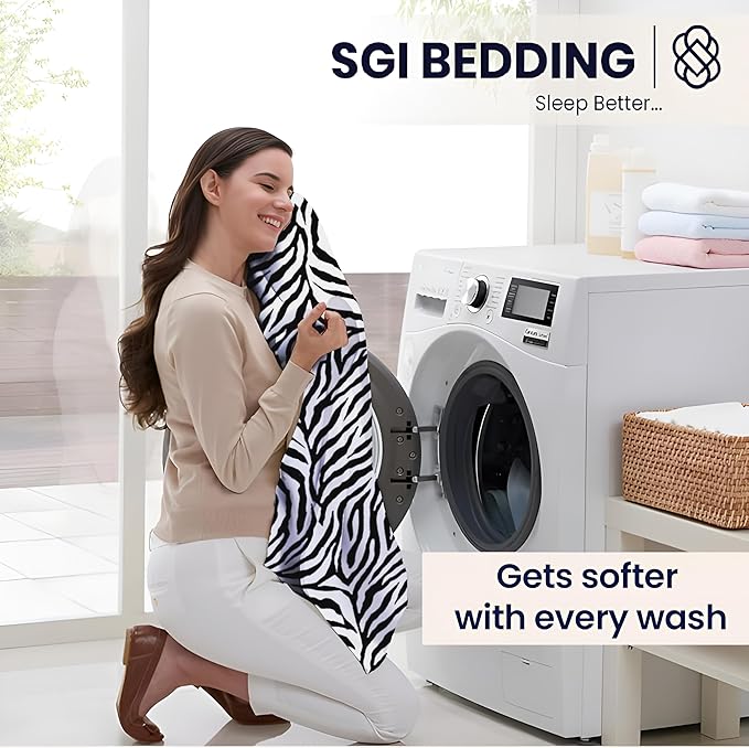SGI bedding 100% Egyptian Cotton Sheets Full XL Size – 600 Thread Count Sheets Set, Soft, Cooling, 15" Deep Pocket, Luxury Hotel Bedding, Breathable, Durable - Zebra Print